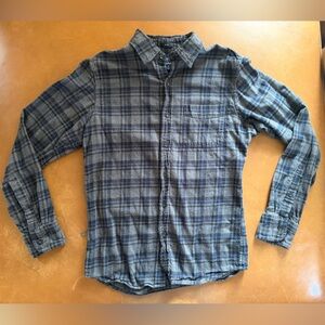 J. Crew Men's Blue and Gray Plaid Flannel Shirt